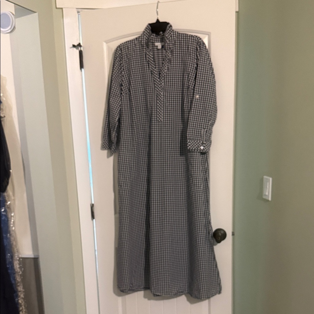 J. Jill Monochrome Gingham Long Sleeve Dress